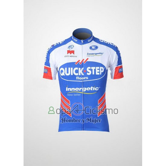 Quick Step Floor Ropa Ciclismo Culotte Corto 2011 Mangas Cortas Blanco y Azur